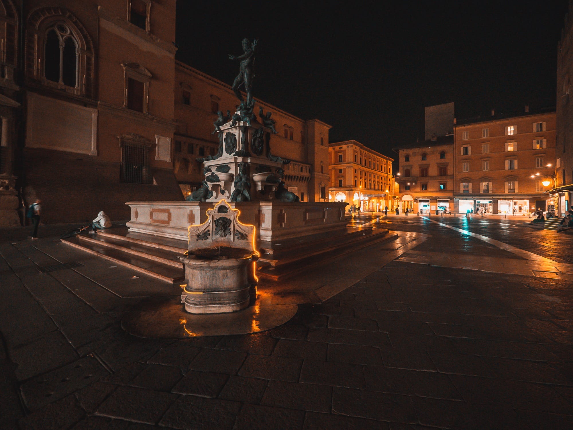 The fountain of Neptune in the homonymous square in Bologna, Italy